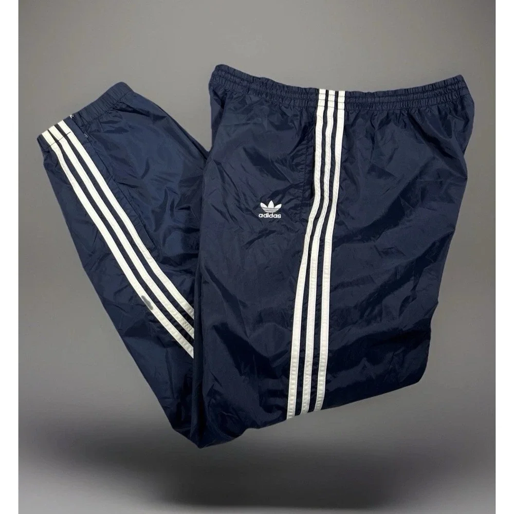 Vintage 90's Adidas Track Pants Men L Embroidered Trefoil 3 Stripes Zip Ankles